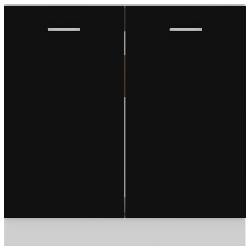 Black sink bottom cabinet with two sleek doors, ideal for kitchen organization and storage solutions.