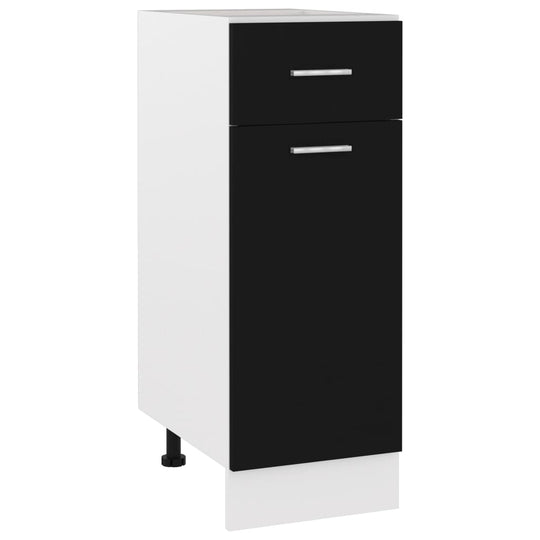 Drawer bottom cabinet in black and white, 30x46x81.5 cm, made of engineered wood for optimal kitchen storage.