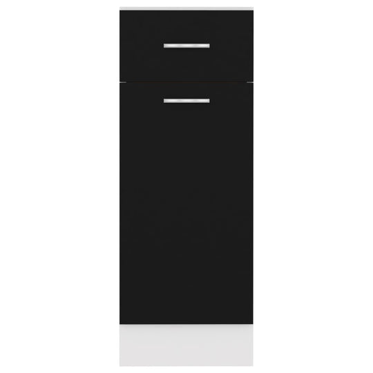 Black drawer bottom cabinet 30x46x81.5 cm with two shelves and one drawer for efficient kitchen storage.