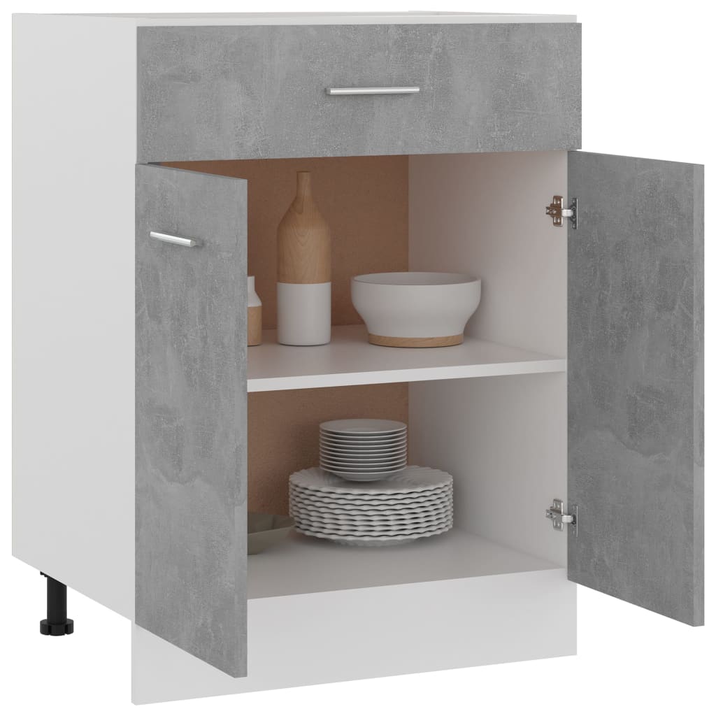 Drawer Bottom Cabinet Concrete 60x46x81.5 cm Engineered Wood , Cabinets & Storage -> Kitchen Cabinets , Cabinets & Storage -,Durable,eligant,Furniture -,Home & Garden -,Kitchen Cabinets,Modern Design,new-305021,Wooden Furniture