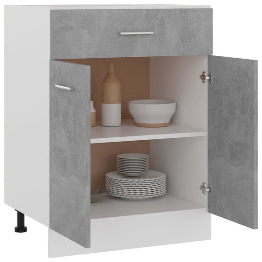 Drawer Bottom Cabinet Concrete 60x46x81.5 cm Engineered Wood , Cabinets & Storage -> Kitchen Cabinets , Cabinets & Storage -,Durable,eligant,Furniture -,Home & Garden -,Kitchen Cabinets,Modern Design,new-305021,Wooden Furniture