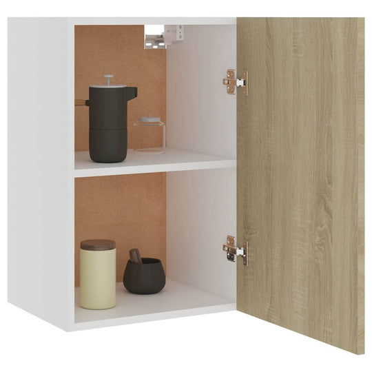 Hanging cabinet Sonoma Oak, two shelves, open door, storing kitchen items, engineered wood, perfect for home and patio furniture.