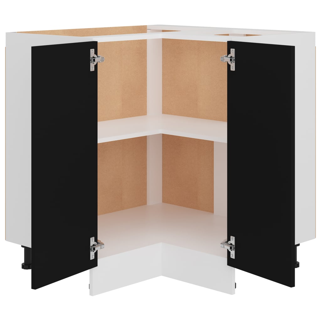 Corner Bottom Cabinet Black 75.5x75.5x80.5 cm Engineered Wood