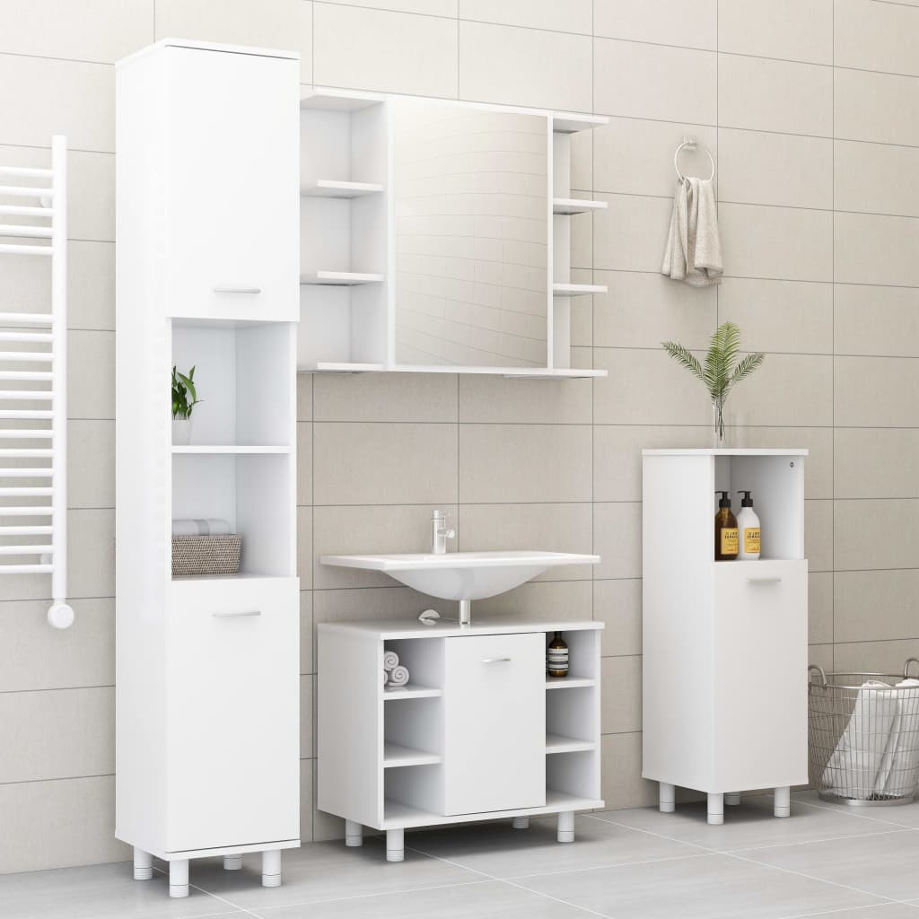 Bathroom Cabinet 30x30x95 cm Engineered Wood in modern bathroom setting with sink and mirror.
