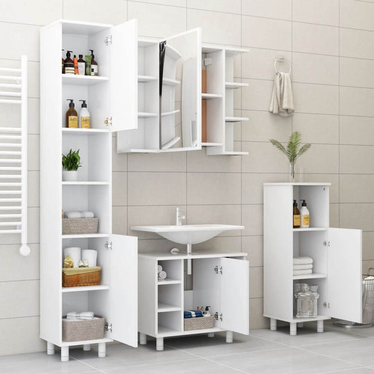 Bathroom Cabinet 30x30x95 cm Engineered Wood in a modern bathroom with organized storage.