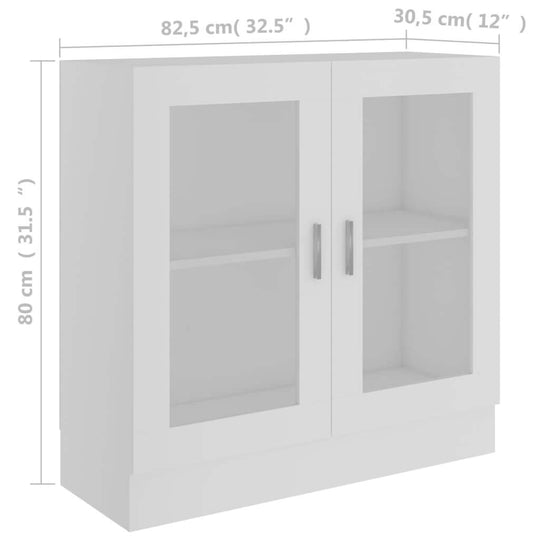 Vitrine cabinet in white, measuring 82.5x30.5x80 cm, featuring two doors and compartments for stylish storage. FURNITURE, أثاث.