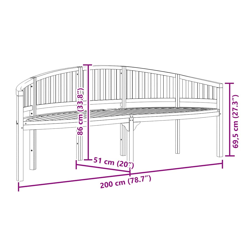 VidaXL Banana Bench  Solid Teak Wood