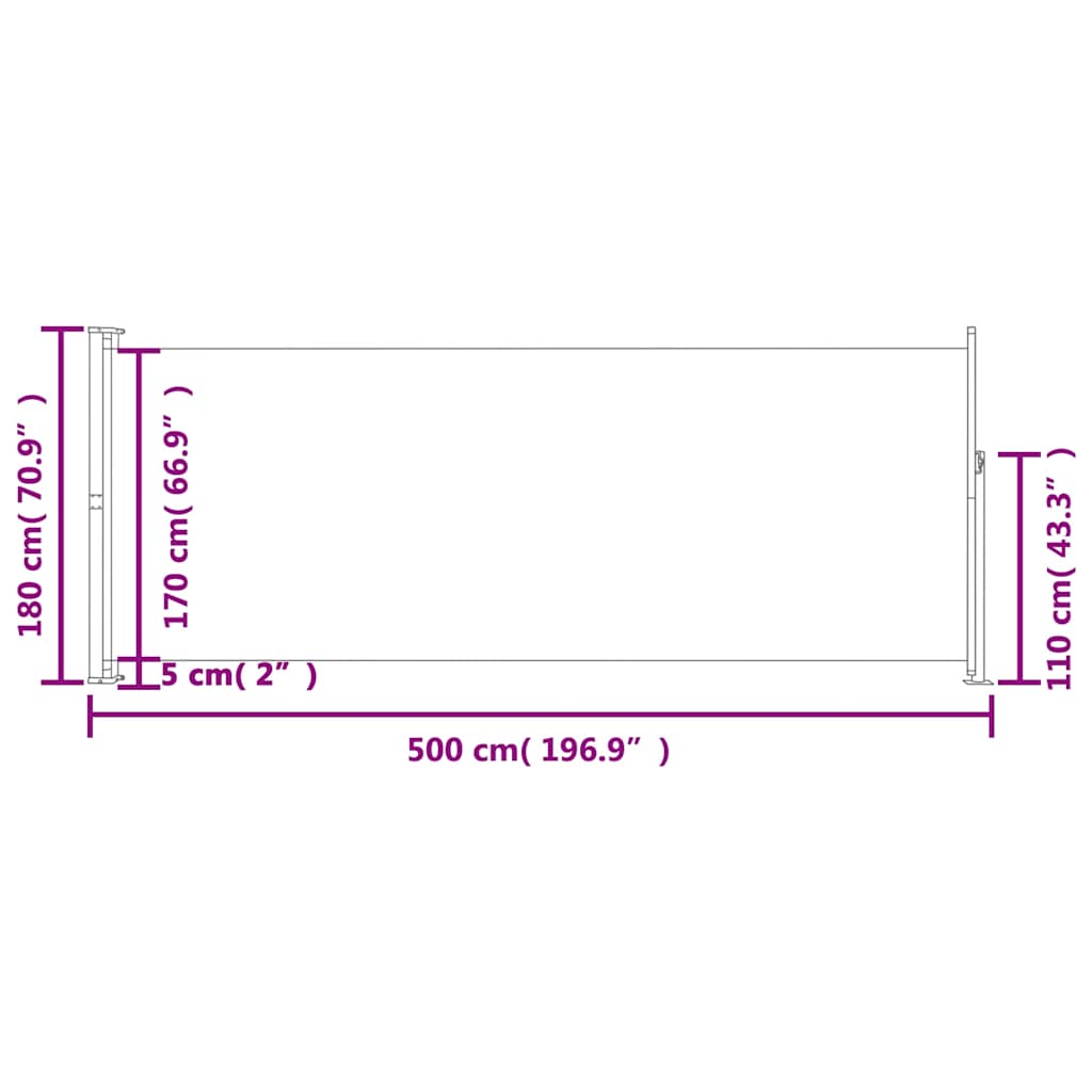 Patio Retractable Side Awning 180x500 cm Grey