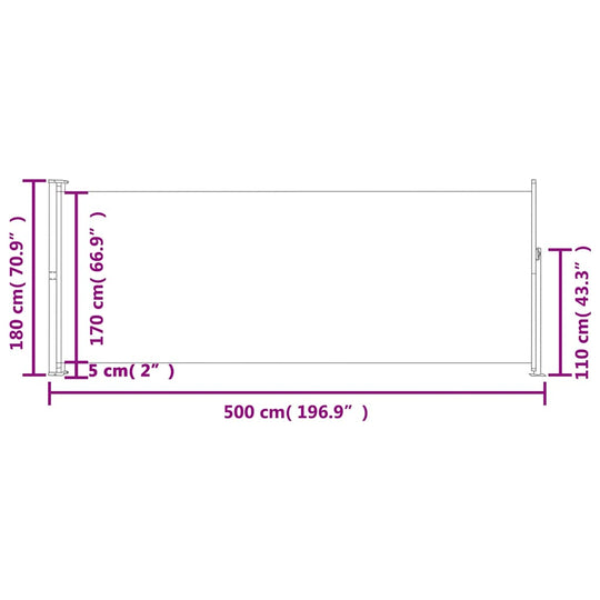 Patio Retractable Side Awning 180x500 cm Grey