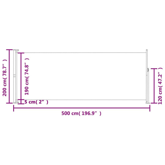 Patio Retractable Side Awning 200x500 cm , Home & Garden -> Lawn & Garden -> Outdoor Living -> Outdoor Umbrellas & Sunshades , Durable,eligant,Home & Garden -,Lawn & Garden -,Modern Design,new-305021,Outdoor Living -,Outdoor Umbrellas & Sunshades