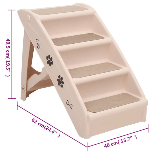 Folding Dog Stairs Cream 62x40x49.5 cm