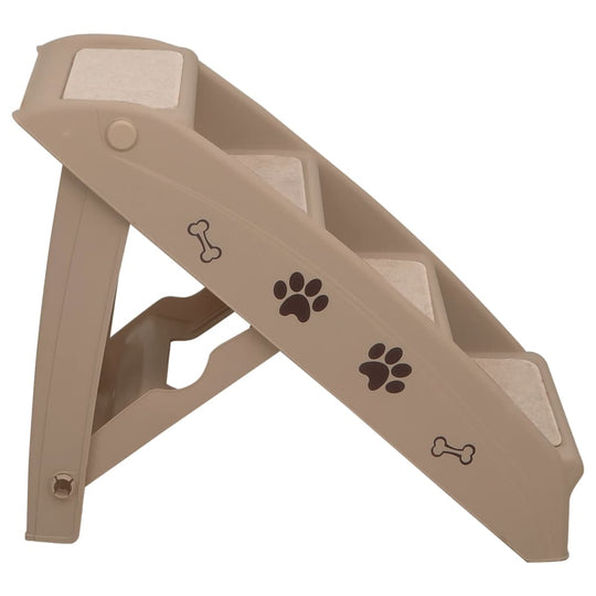 Folding Dog Stairs  62x40x49.5 cm, portable pet steps for small and large animals, modern design in beige.