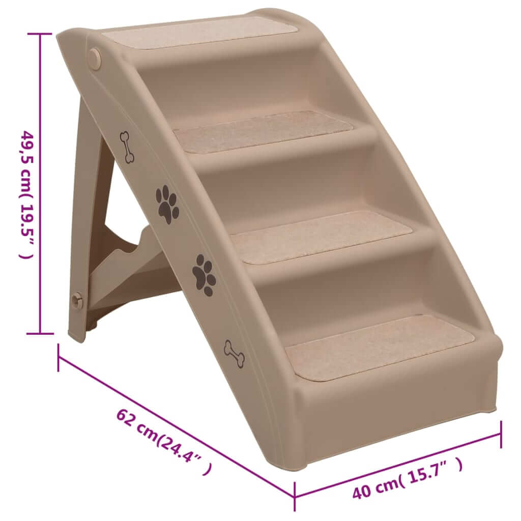 Folding Dog Stairs 62x40x49.5 cm with four steps for pets to easily reach furniture.