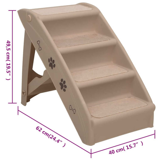 Folding Dog Stairs 62x40x49.5 cm with four steps for pets to easily reach furniture.