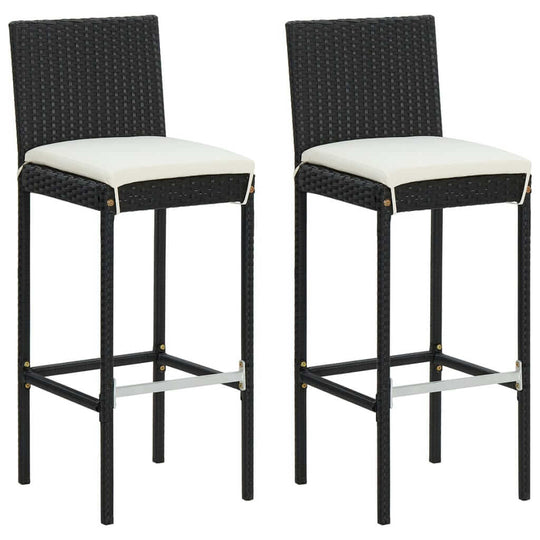 Garden Bar Stools with Cushions 2 pcs Poly Rattan , Furniture -> Outdoor Furniture -> Outdoor Seating -> Outdoor Chairs