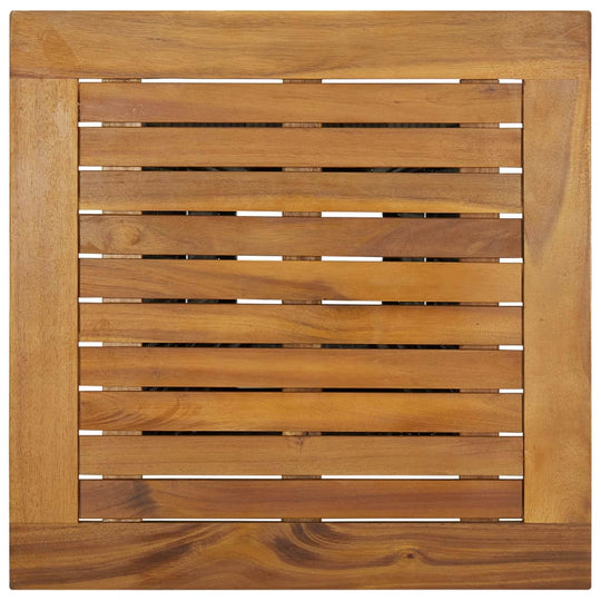 Solid acacia wood tabletop with slatted design, perfect for outdoor dining and bar tables.