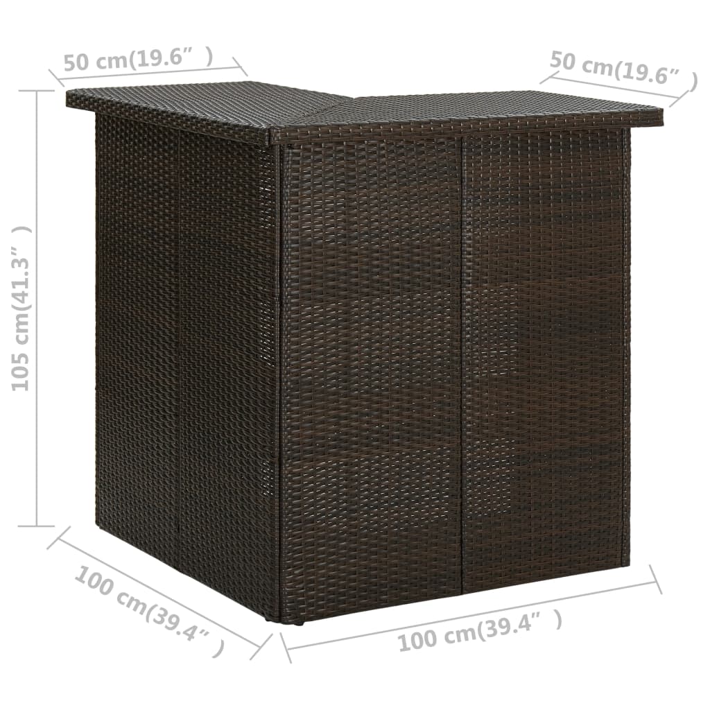 Corner Bar Table  100x50x105 cm Poly Rattan