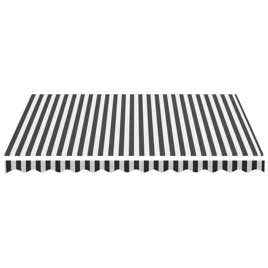 Replacement awning fabric in anthracite and white stripes, perfect for outdoor furniture and patio shade.