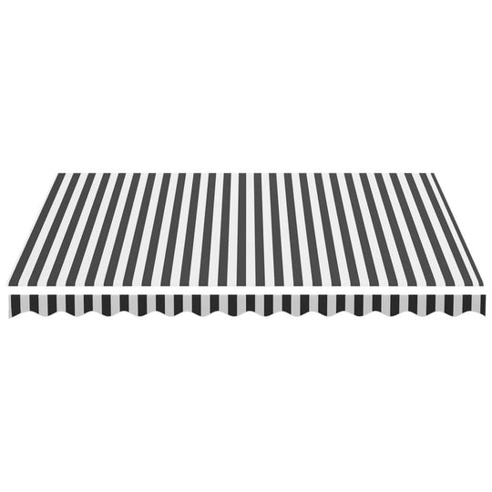 Replacement awning fabric in anthracite and white stripes, perfect for outdoor furniture and patio shade.