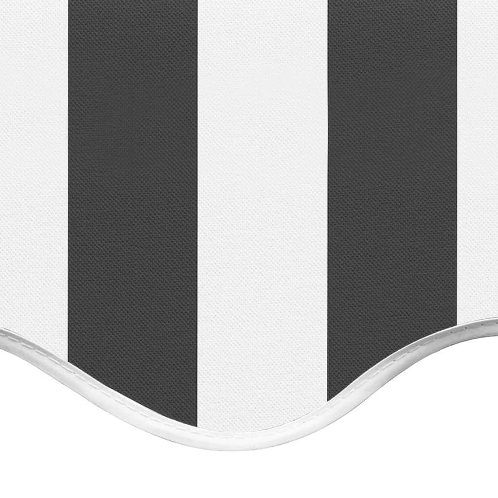 Replacement awning fabric in anthracite and white striped pattern, ideal for outdoor furniture and patio use.