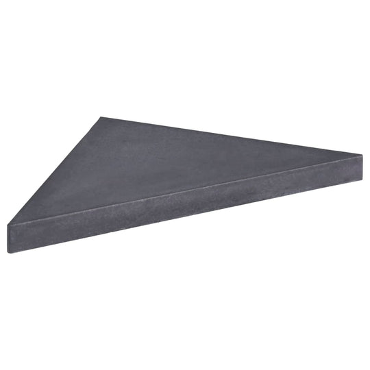 Black granite umbrella weight plate triangle for outdoor furniture stability and elegance, 15 kg.