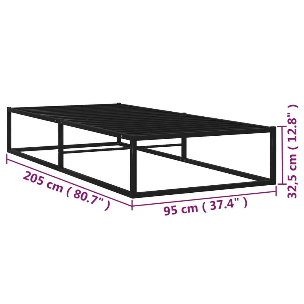 Bed Frame without Mattress Black Metal 90x200 cm