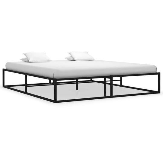 Bed Frame without Mattress  Metal 160x200 cm featuring a sleek black design and solid construction.