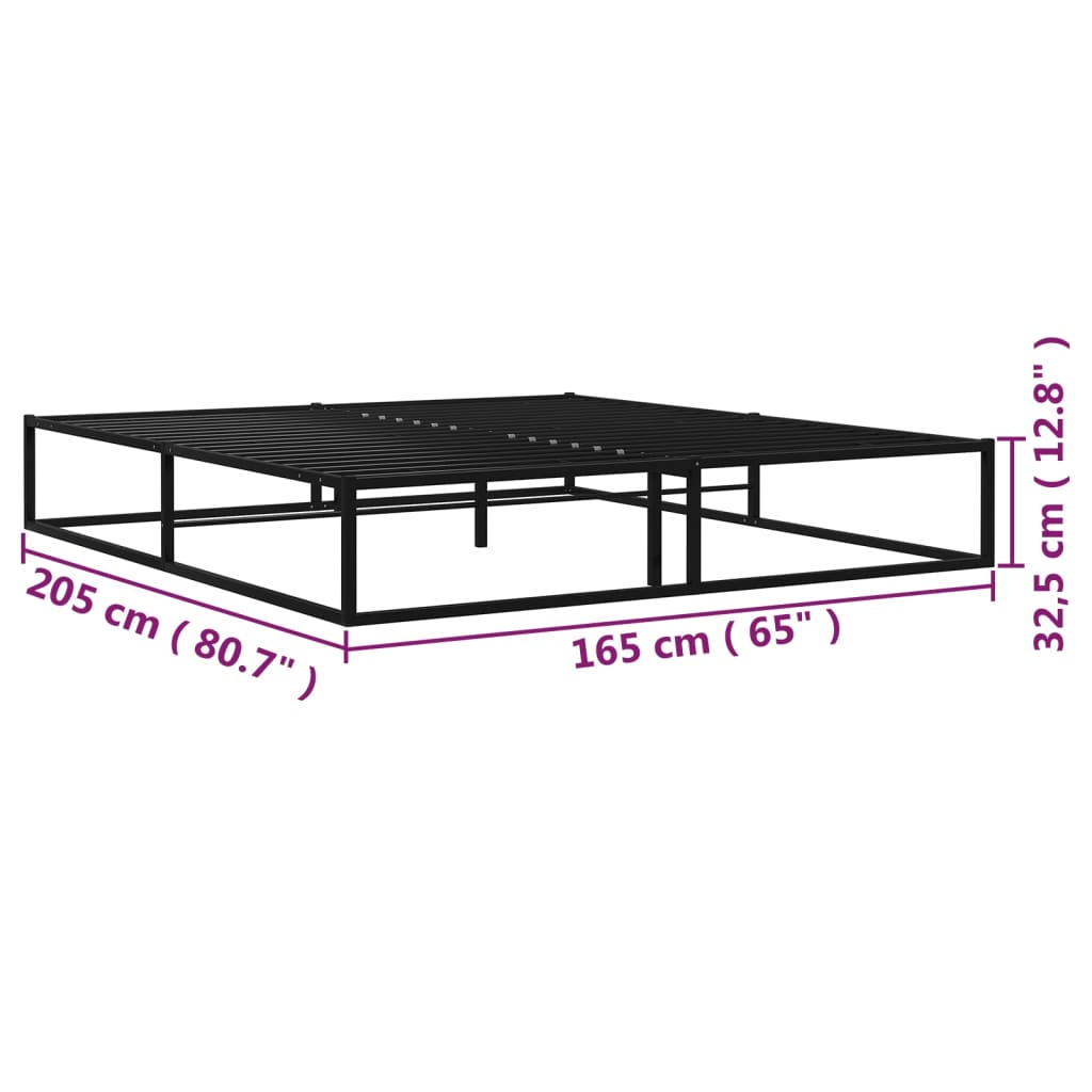 Bed Frame without Mattress Metal 160x200 cm dimensions showing length and height in cm.