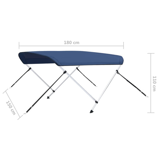 2 Bow Bimini Top Navy Blue 180x150x110 cm