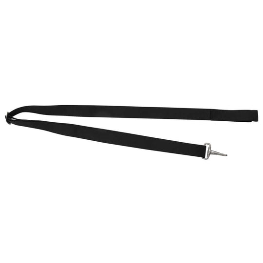 Bow Bimini Black bimini top strap with metal buckle, suitable for outdoor furniture and boat canopies.