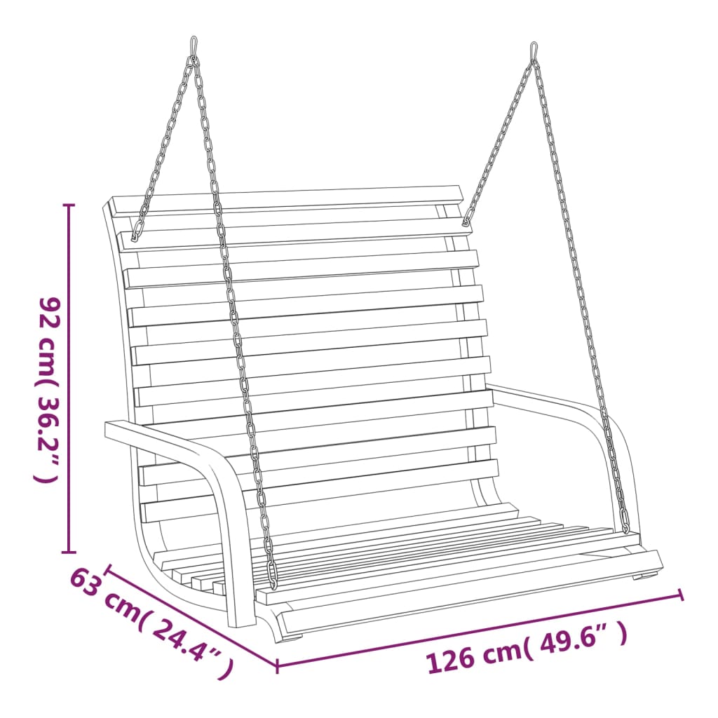 Swing Bench Solid Bent Wood with Teak Finish 126x63x92 cm