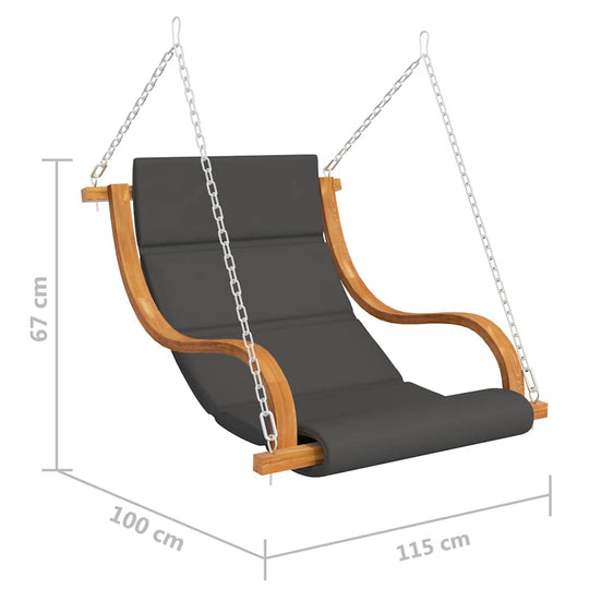 Swing Chair without Swing Frame with Cushion Solid Bent Wood