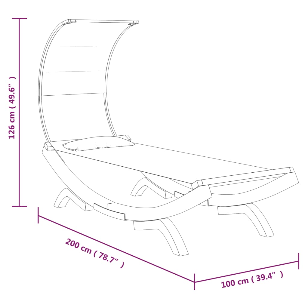 Outdoor Lounge Bed with Canopy 100x200x126 cm Solid Bent Wood , Furniture -> Outdoor Furniture -> Outdoor Beds , Durable,eligant,Furniture -,Home & Garden -,Modern Design,new-305021,Outdoor Beds,Outdoor Furniture -