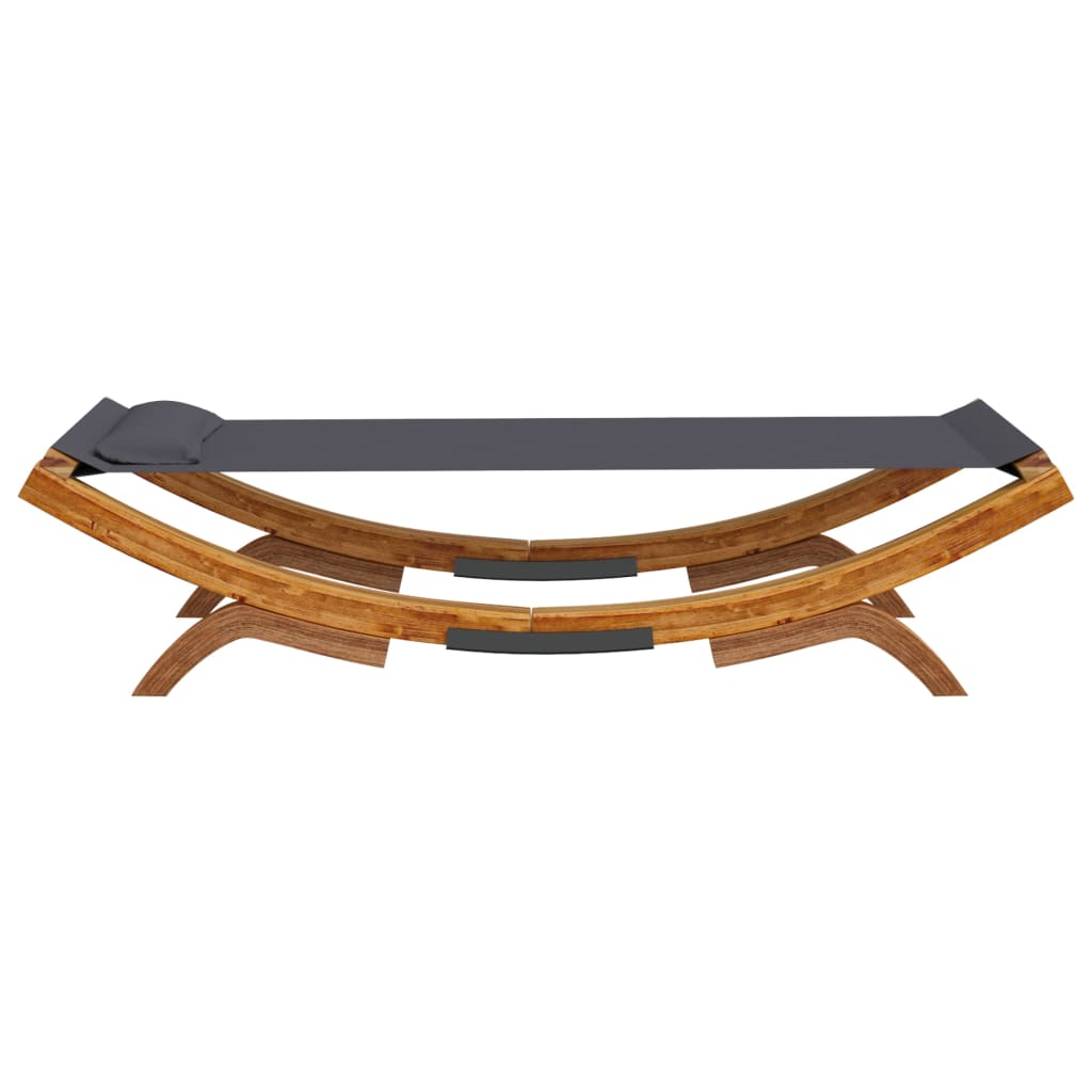 Outdoor lounge bed 100x188.5 cm in solid bent wood with a black fabric surface, perfect for garden relaxation.