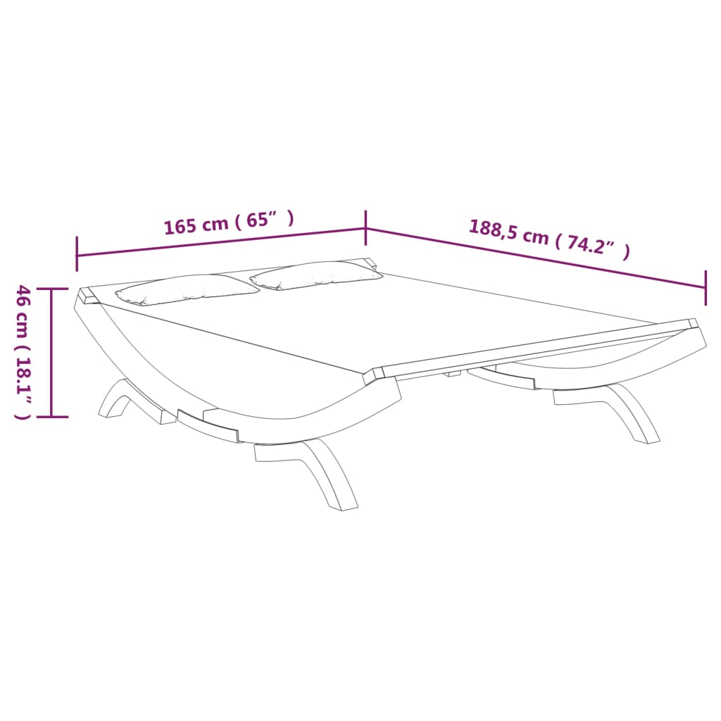 Outdoor Lounge Bed 165x188.5x46 cm Solid Bent Wood Cream