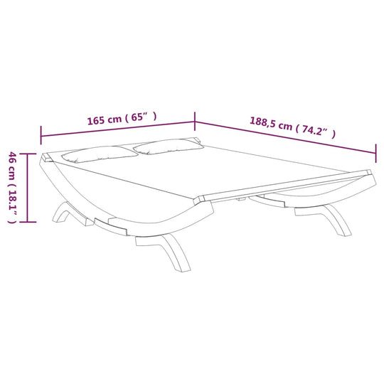 Outdoor Lounge Bed 165x188.5x46 cm Solid Bent Wood Cream