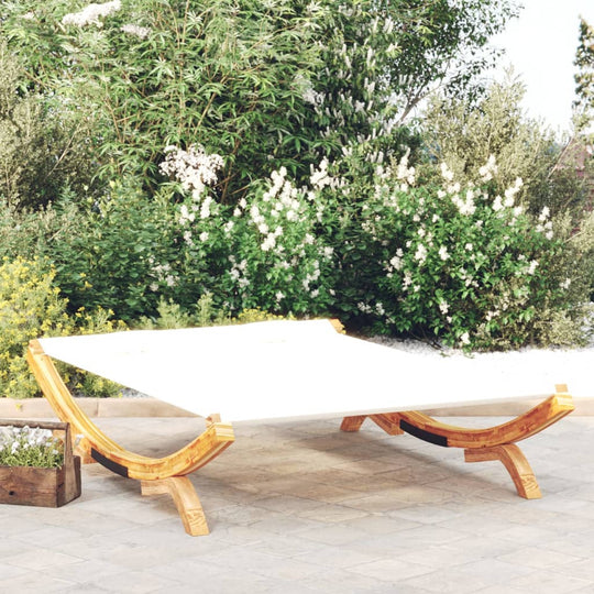 Outdoor Lounge Bed 165x188.5x46 cm Solid Bent Wood Cream