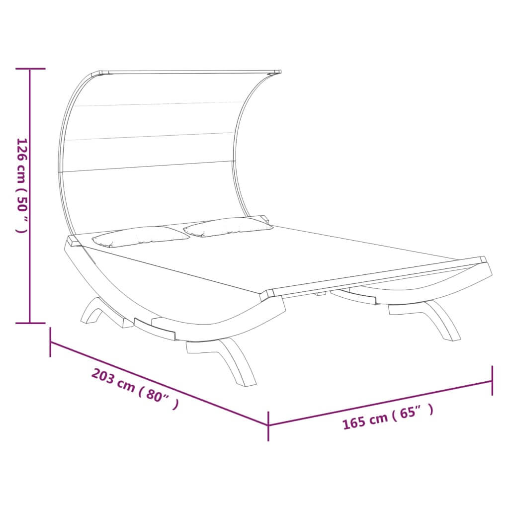 Outdoor Lounge Bed with Canopy 165x203x126 cm Solid Bent Wood , Furniture -> Outdoor Furniture -> Outdoor Beds