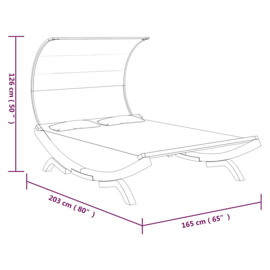 Outdoor Lounge Bed with Canopy 165x203x126 cm Solid Bent Wood , Furniture -> Outdoor Furniture -> Outdoor Beds