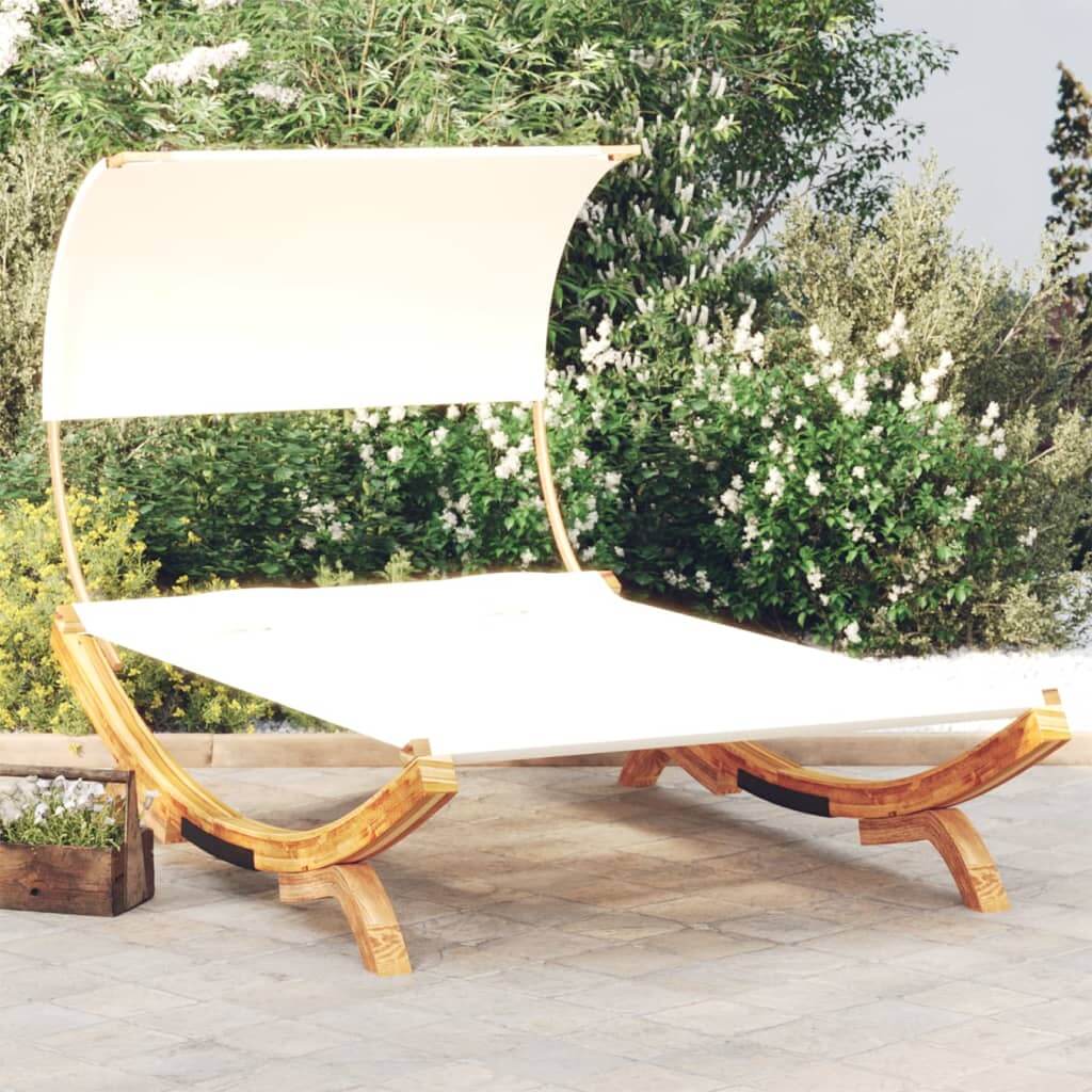 Outdoor Lounge Bed with Canopy 165x203x126 cm Solid Bent Wood , Furniture -> Outdoor Furniture -> Outdoor Beds