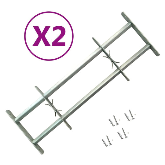 Adjustable Security Grilles for Windows  pcs - Set of 2 galvanised steel crossbar grilles with mounting screws.