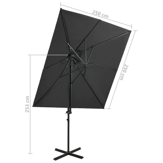 Cantilever Umbrella with Double Top 250x250 cm,Home & Garden -> Lawn & Garden -> Outdoor Living -> Outdoor Umbrellas & Sunshades,Durable,eligant,Home & Garden -,Lawn & Garden -,Modern Design,new-305021,Outdoor Living -,Outdoor Umbrellas & Sunshades