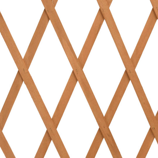 Solid firwood trellis fence in orange, featuring an expandable, sturdy design for outdoor use and supporting climbing plants.