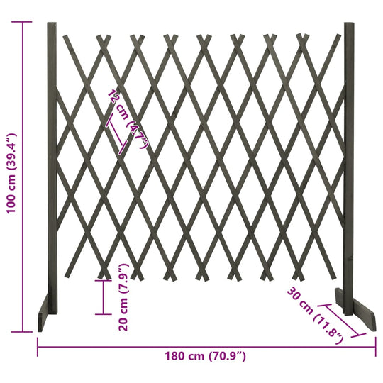 Garden Trellis Fence Grey 180x100 cm Solid Firwood