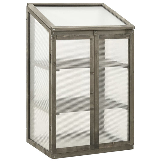 Greenhouse 60x45x100 cm Firwood with 2 shelves for outdoor herbs and plants protection.