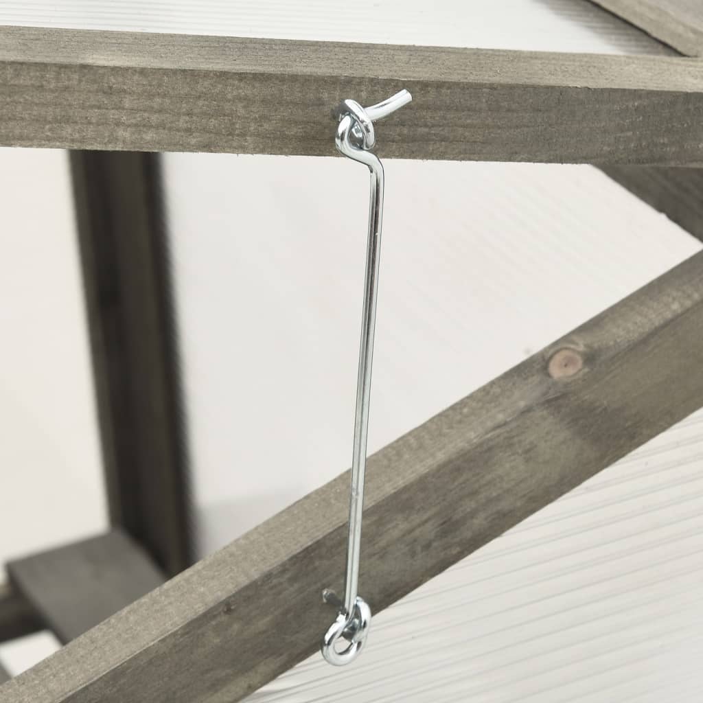 Detail of Greenhouse 60x45x100 cm Firwood showing sturdy metal hinge on wooden frame