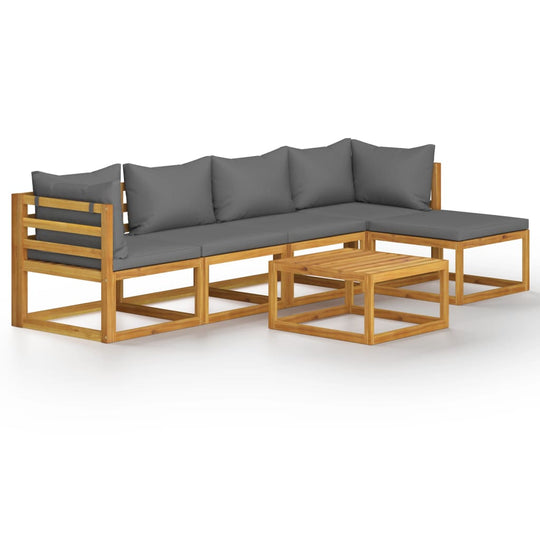 6 Piece Garden Lounge Set with Cushion Solid Acacia Wood in a cozy outdoor arrangement.