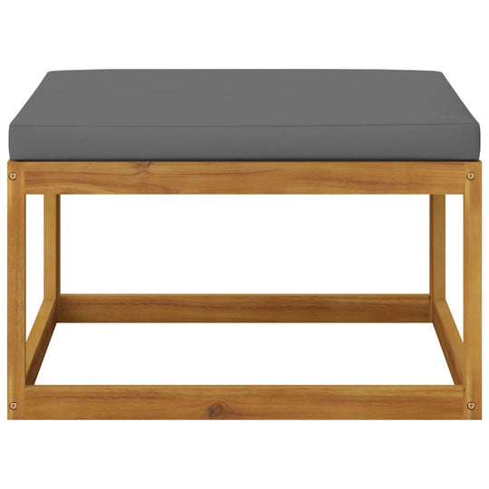 6 Piece Garden Lounge Set with Cushion Solid Acacia Wood coffee table with gray cushion on solid acacia frame.