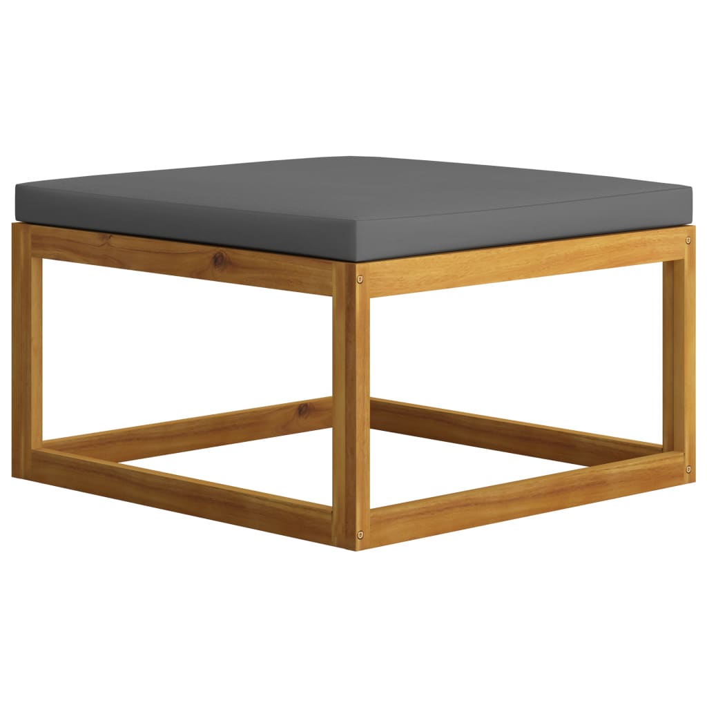 6 Piece Garden Lounge Set with Cushion Solid Acacia Wood - square coffee table with gray cushion and wooden frame