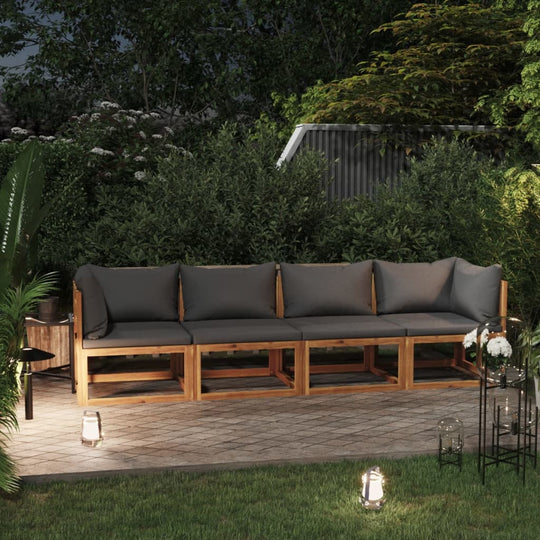 4-Seater Garden Sofa with Cushion Solid Acacia Wood